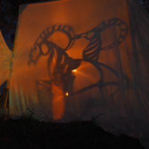 Giant shadow puppets created for Light on the Lakeshore, 2016